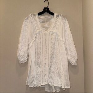 Free people embroidered beaded white tunic top